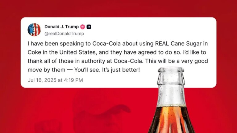 Coca-Cola lanzará una versión de caña de azucar de su bebida en Estados Unidos este otoño tras el anuncio Donald Trump