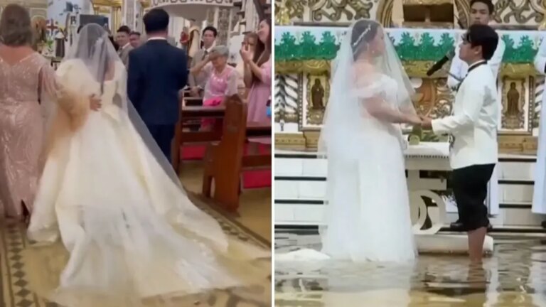 Inundación por tifón no frena boda en Filipinas: imágenes conmovieron al mundo