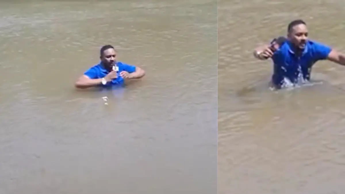 Periodista hacía reporte en vivo desde río por desaparición de niña cuando pisó su cuerpo: 'Sentí algo en el fondo del agua'