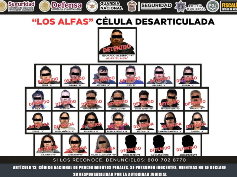Detienen a "Los Alfas" en el Edomex, están vinculados con el CJNG