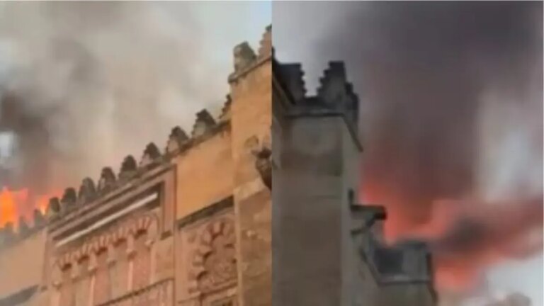 Videos del voraz incendio en la Mezquita-Catedral de Córdoba, España; Unesco pidió un informe de la situación